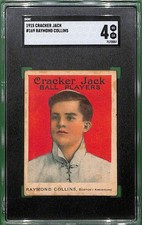 1915 Cracker Jack #169 Raymond Collins Boston Red Sox SGC VG-Ex 4 picture