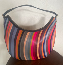 Paul Smith Striped Multicolor Crescent Shoulder Bag Zip, Lined Inner Pockets picture