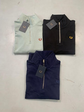 Fred Perry 1/4 Zip Sweatshirt Men's Tipped Trim Laurel Logo Pullover NWT picture