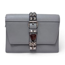 Pre-Owned Prada Grey Saffiano Stud Rockstud Style Shoulder Bag picture