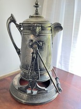 Antique Reed & Barton SilverPlate Tilting Water Pitcher on Stand & Liner, C.1848 picture