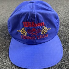 Vintage Wilson Tennis Team Hat Cap Snap Back Blue Mens One Size Nylon Logo picture