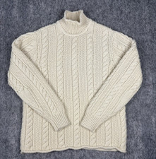 Aime Leon Dore Sweater Mens M Cream 100% Wool Cable Knit Fisherman Heavy picture