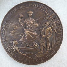 1909 Alaska Yukon Pacific Exposition Bronze Award Medal Seattle Gorham Ziegler picture
