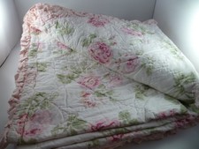 Simply Shabby Chic Twin Quilt Reversible Misty Cottage Rose Ruffle Floral Pink picture