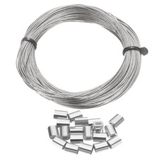 100ft Stainless Steel Wire Rope 7x7 Strand with 30pcs Loop Sleeves for Gardening picture