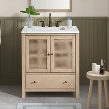 Alaterre Furniture Lucca 30in Bathroom Vanity Cabinet Without Sink, Natural picture