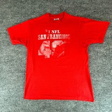 VTG San Francisco 49ers Shirt Mens L Red Single Stitch Hanes Combed Faded SF 80s picture