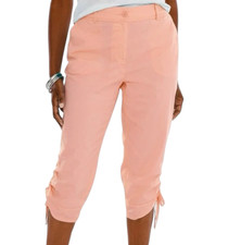 NWT Chico's Ultimate Fit COOL COTTON CAPRIS Cropped Pants ROYAL PEACH Cute S/0 picture