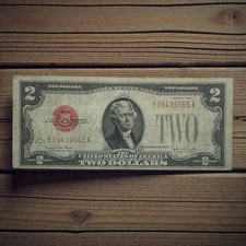1928-G Series $2 Fine United States Red Seal Note E09439665A picture