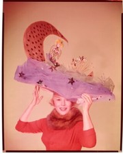 Eva Gabor Striking Glamour Pose in Ornate Hat Vintage Original 8x10 Transparency picture