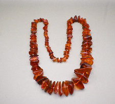 Vintage Natural Baltic Amber Freeform Graduated Nugget Statement Necklace 65g picture