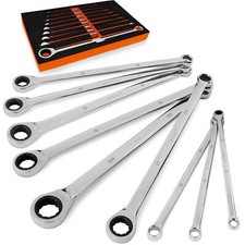 9PC Extra Long Ratcheting Wrench Set Anti-Slip Double Box Spanner Metric 8-22MM picture