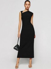 Reformation Amiah Knit Maxi Dress Black Ruched Sleeveless Organic Cotton NWT M picture