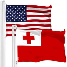 G128 Combo: American USA Flag Printed 3x5 Ft & Tonga Tongan Flag Printed 3x5 Ft picture