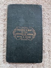 Antique 1838 Russell's Map Environs of London Hand-Coloured + Guide  - E.Grattan picture