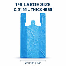 Blue T-Shirt Grocery Bags 1/6 Large 21x6.5x11.5 0.51 Mil Plastic Bulk picture