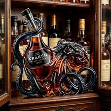 750ML The Commemorative Colored Octopus Decanter Gradient Glass Whiskey Bottle picture