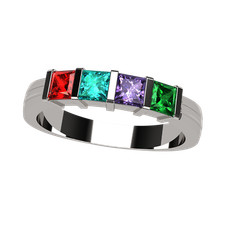 Princess Mothers Ring with 1 to 6 Simulated Birthstones in Silver, 10k-14k Gold picture