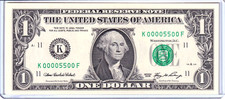 2006 $1 FRN Uncirculated Fancy 0/5 BINARY Near Solid Serial #K00005500F picture