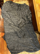 Jones New York Women's Gray Heathered Knit Long Sleeve Scoop Neck Top L picture
