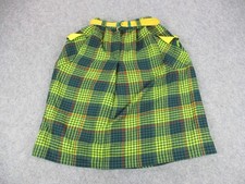Rocco Barocco Skirt Womens 24 Green Plaid Tweed Midi A Line Belted Lined Italy picture