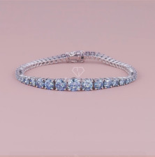 7.50 CT Blue Round Brilliant Cut Graduated Line Lab-Grown Diamond Bracelet – IGI picture