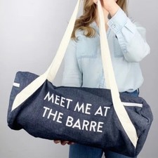 Meet Me At The Barre Denim Workout Duffle Bag Gym Girl picture