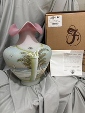 Rare Fenton 3254 VZ Coastal Waters Vase NIB 2000 Connosseur LE Pam Fleak COA picture