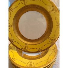 Antique Copeland Spode for Ovington Bros Yellow Dinner Plates 10 3/8