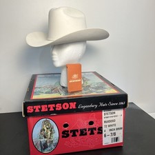 Rare Stetson 6X Beaver Ruidoso Sz 6 7/8 White Cowboy Hat New In Box picture