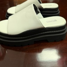 Michael Kors Kendra Slide White Leather Lug Sole Platform Sandals 6B picture