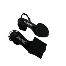 Jacquemus Les Rond Carré Suede Slingback Sandals Black EU 37 Authenticated picture