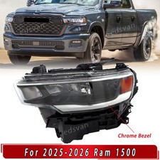 LED Headlight Assembly Left Driver Chrome Bezel For Dodge Ram 1500 2025-2026 picture