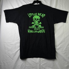 Vintage 1997 Little Bear Saloon Halloween T Shirt XL Skull Neon Green Colorado picture