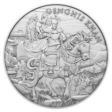1 Troy oz Genghis Khan Design .999 Fine Silver Round picture