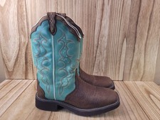 Justin Gypsy Boots Women 9 B Brown Turquois Leather Western L2904 Square Toe picture