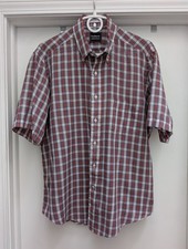 Vintage Hudson's Men's Store Shirt Red, White & Navy Plaid Men's 17 USA Made picture