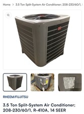 Rheem/ Fujitsu General America 3.5 Ton Split System AC 14-15.5 SEER F04214CSJNAC picture