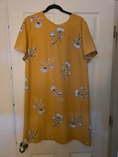 EUC Ann Taylor Factory Yellow Floral Print Dress Size 14 picture