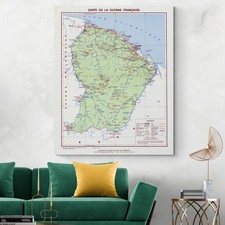 1950 Map of French Guiana – Settlements, Rivers, Coastline & Infrastructure picture