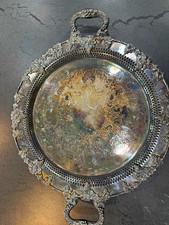 Vintage Federal Silver Co. Silver-Plated Footed Serving Tray with handles picture