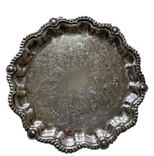 Antique Crown Silver Company Scalloped Footed Small Tray Serving Dish Plate picture