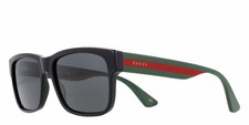 Gucci Rectangular Sunglasses GG0340S 006 Black/Green/Red 58mm 340 picture
