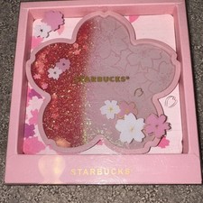 HOT Starbucks Sakura Glitter Coaster Shiny Pink Cherry Blossom Shape Limited picture