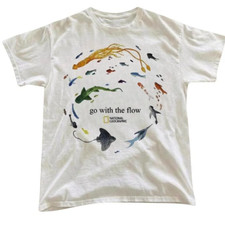 Marine Animals Go With The Flow Y2K Grunge Vintage Graphic T‑Shirt picture