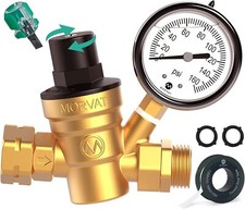 Morvat Adjustable Lead-Free Brass RV Water Pressure Regulator with Oil Gauge picture