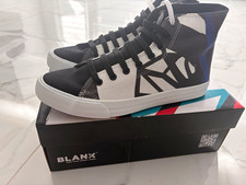 BLANX Eclipse Men’s High Top Lace-Up Sneakers Black White Blue Geometric picture