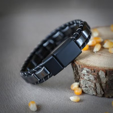 Men's Hematite Bracelet Magnetic Clasp Natural Gemstone Jewelry for Husband Dad picture