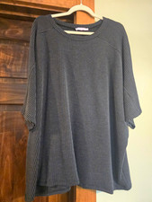Discount Divas Boutique 1X Black Raised Ribbed Knit Tunic Short Sleeve Stretch picture
